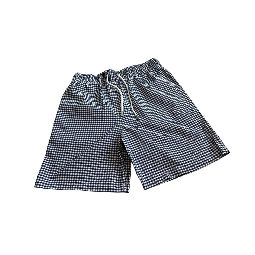 Brooks Brothers Swim Trunks Small Navy White Gingham Preppy Mesh Lined Shorts